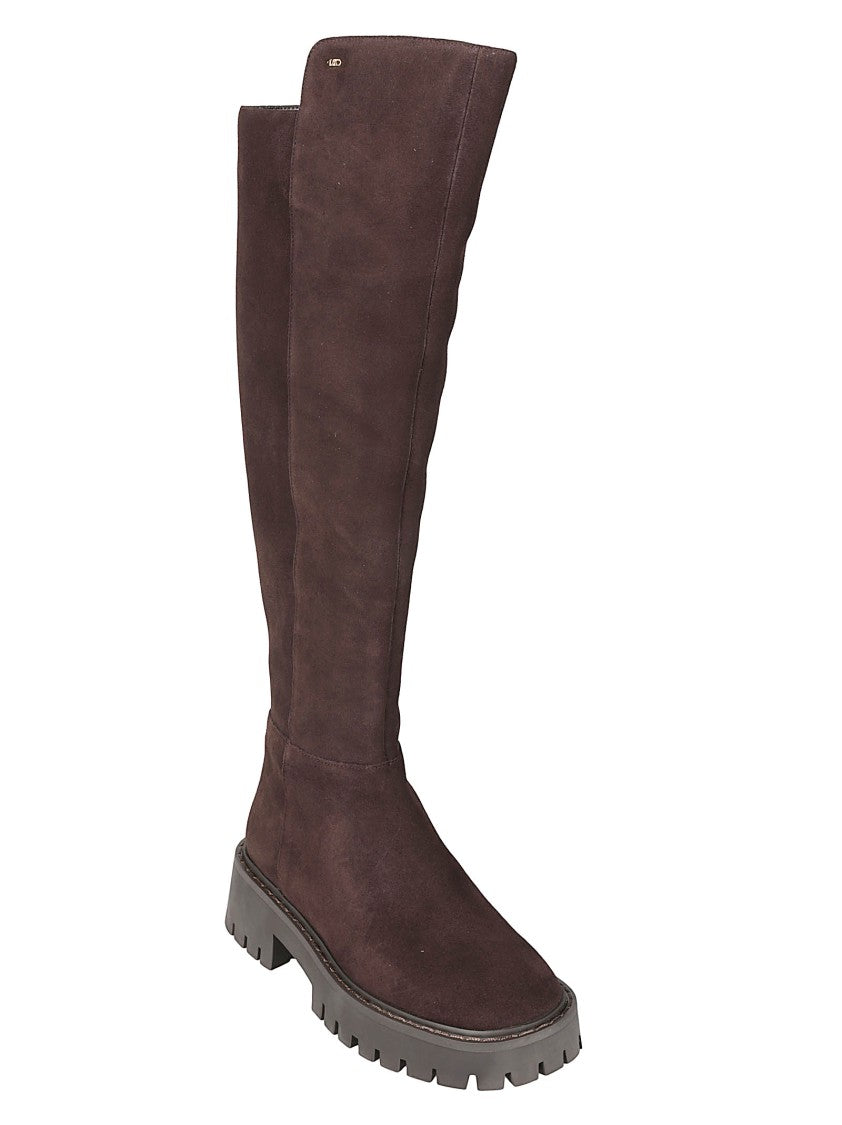Michael Kors Asher Tall Brown Lug Sole Leather Boots