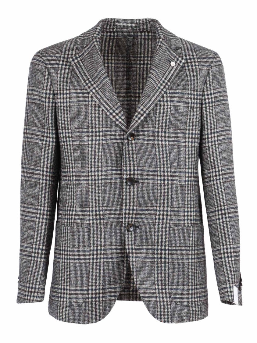 Luigi Bianchi Tailored Plaid Jacket With Notch Lapels And Flap Pockets
