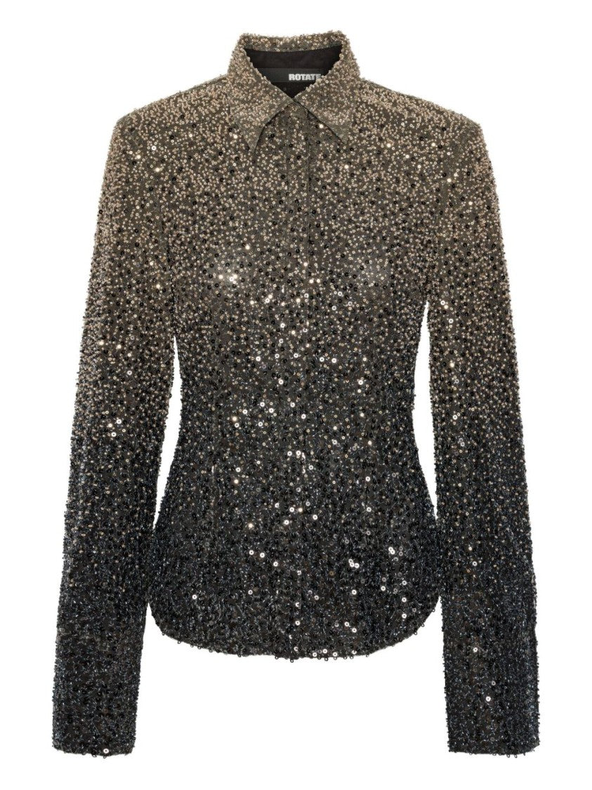 Rotate Shimmering Gradient-Sequin Grey Shirt