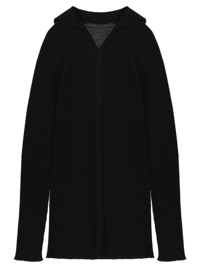Rick Owens Neutrals Ribbed Knit Tabard Wool Sweater