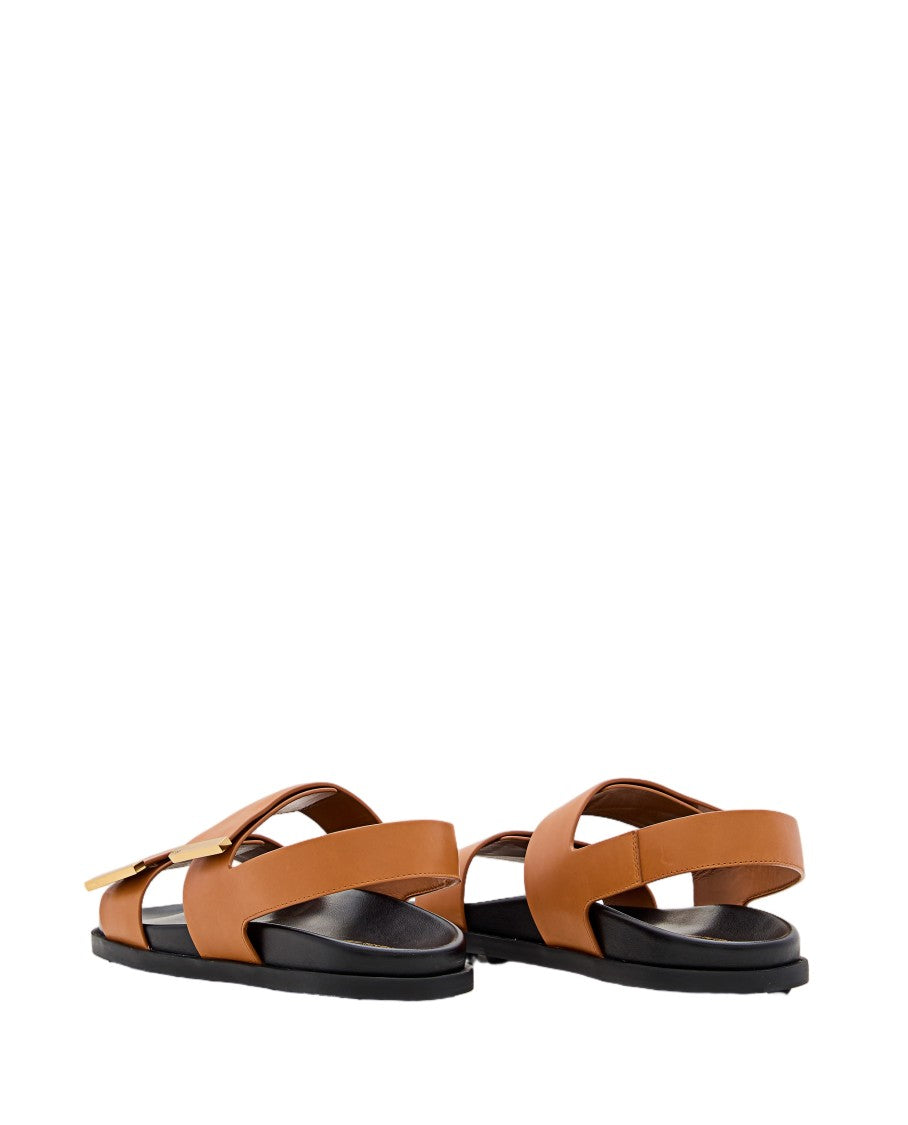 Tod's Flat Sandals With Adjustable Calfskin Straps And Skirt Sole