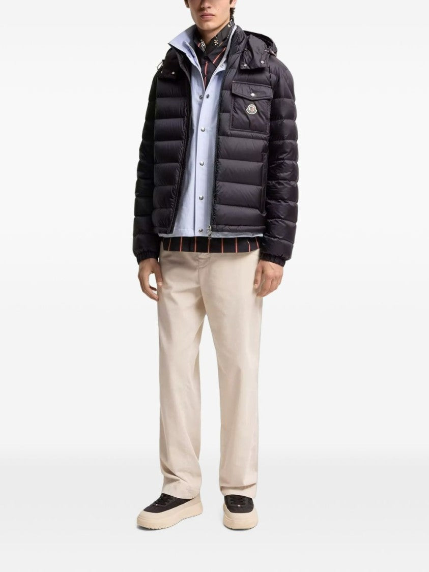 Moncler Padded Quilted High Collar Logo Patch Jacket