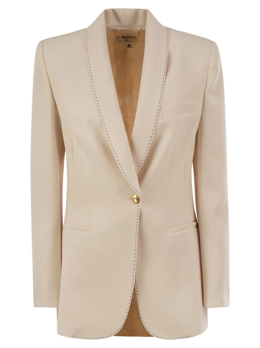 Elisabetta Franchi Crepe Jacket With Contrasting Topstitching