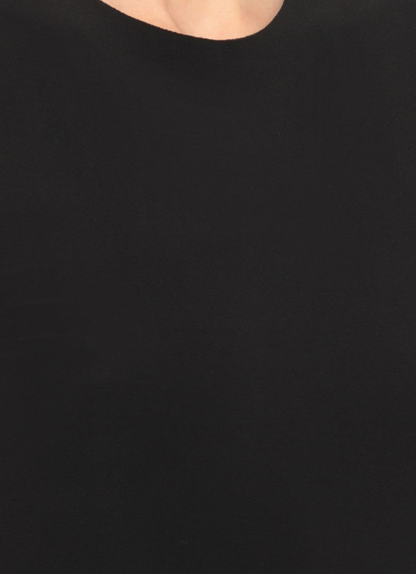 Norma Kamali Black Round Neck Knee-Length Day Dress