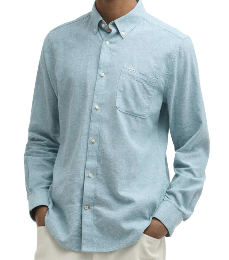 Barbour Tailored Light Teal Shirt With Button-Down Collar