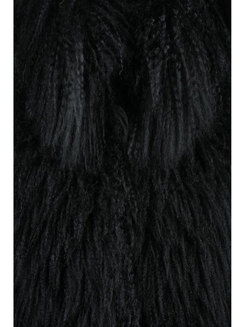 Emporio Armani Mongolian Shearling Gilet With Discreet Hook-And-Eye Closure