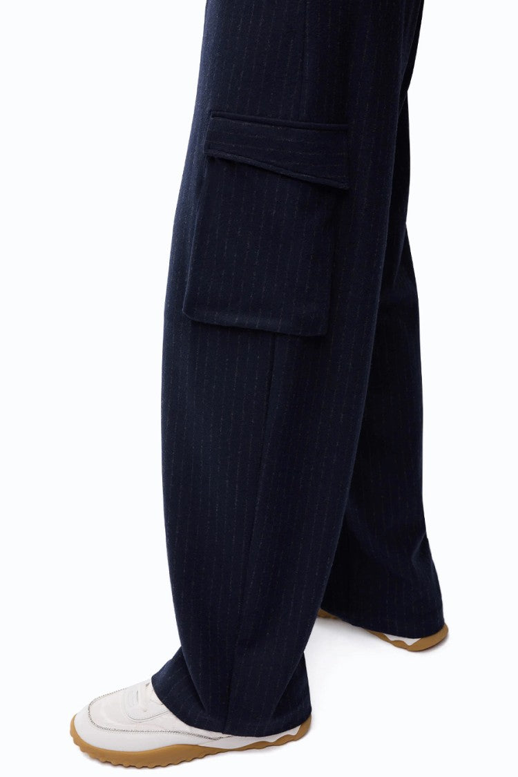 Pinko Black Pinstriped Wide-Leg Cargo Pants