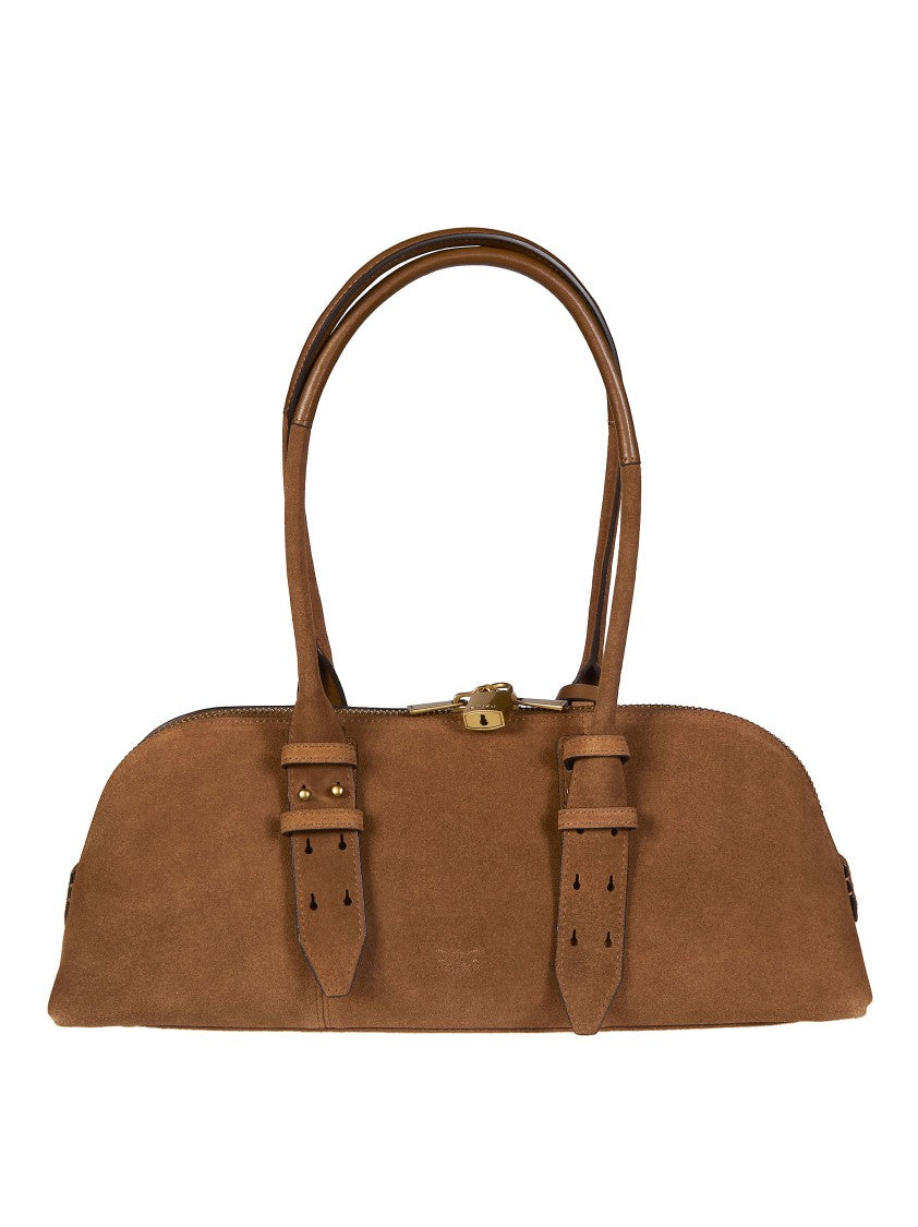 Pinko Bowling Baguette Big Soft Suede Handbag