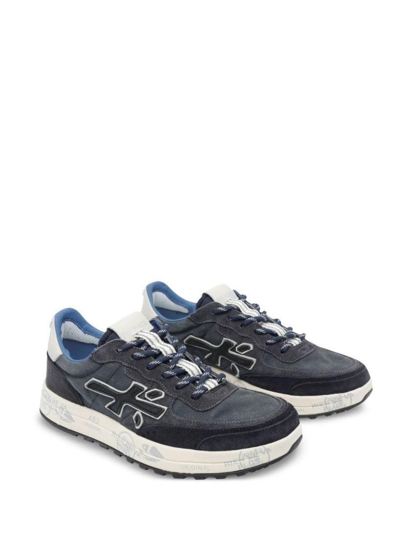 Premiata Low-Top Blue Sneakers With Leather Craftsmanship