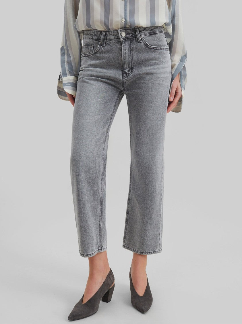 The Frankie Shop Gray Cotton Denim Straight Leg Jeans