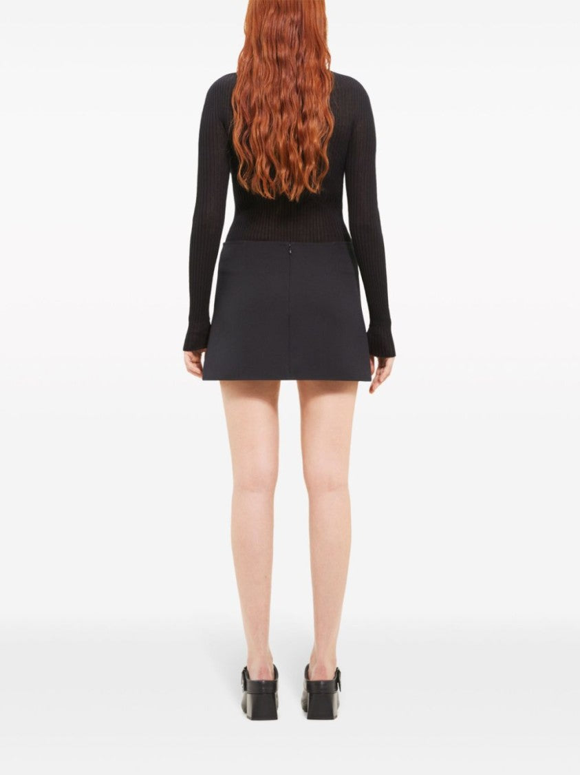Courrèges Thigh-Length Black Twill Skirt