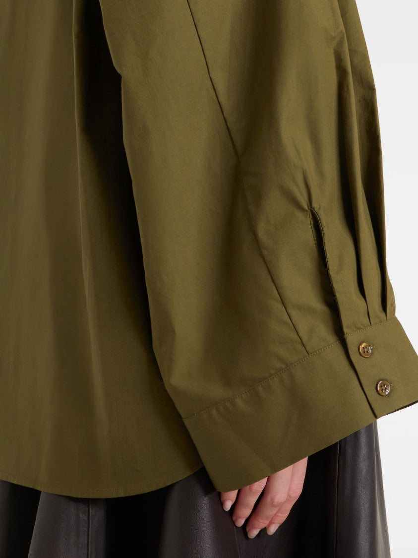 The Frankie Shop Military Green Curved Hem Casual Shirt