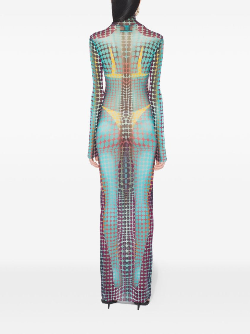 Jean Paul Gaultier Multicolour Silk And Nylon Bodycon Dress