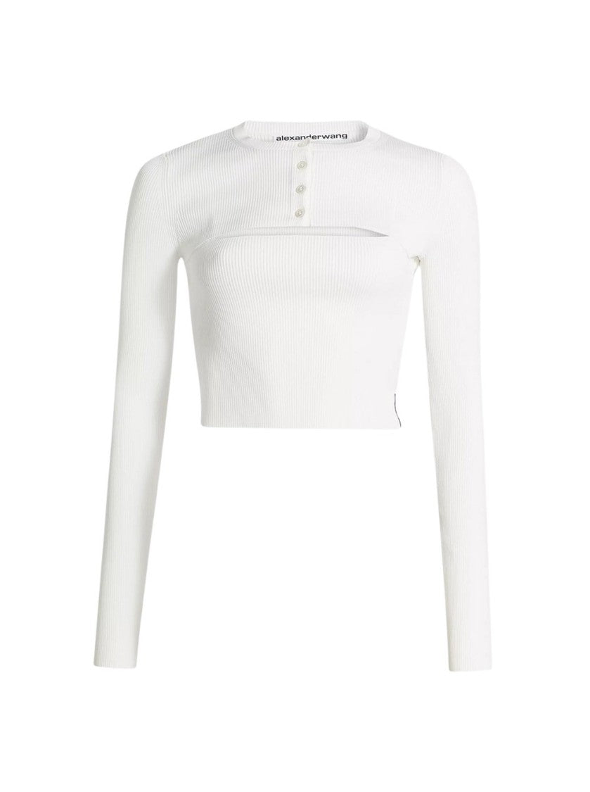 Alexander Wang Cropped Cardigan With Cami Tank Soft White