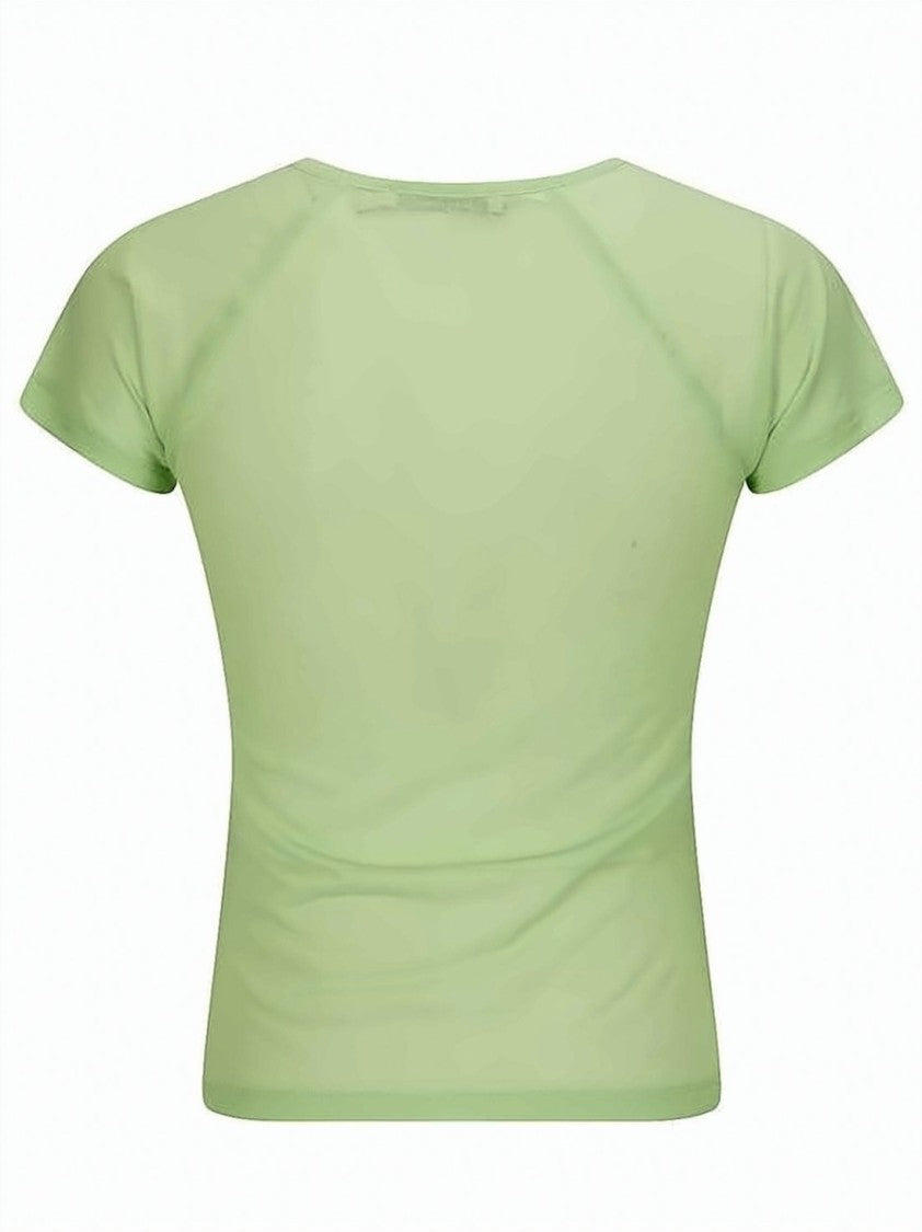 Paloma Wool Semi-Sheer Green Short-Sleeve Top With Raglan Sleeves