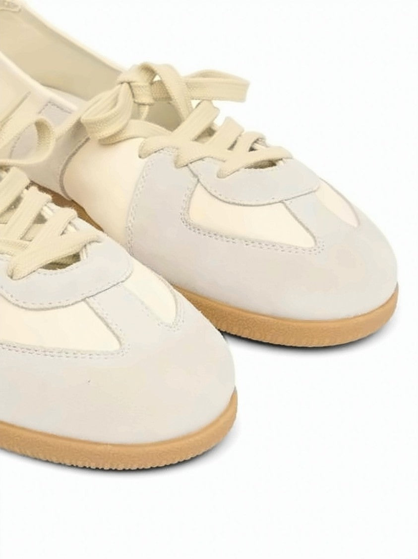 Maison Margiela Low-Profile Sneakers With Lace-Up Design In Neutral Tones
