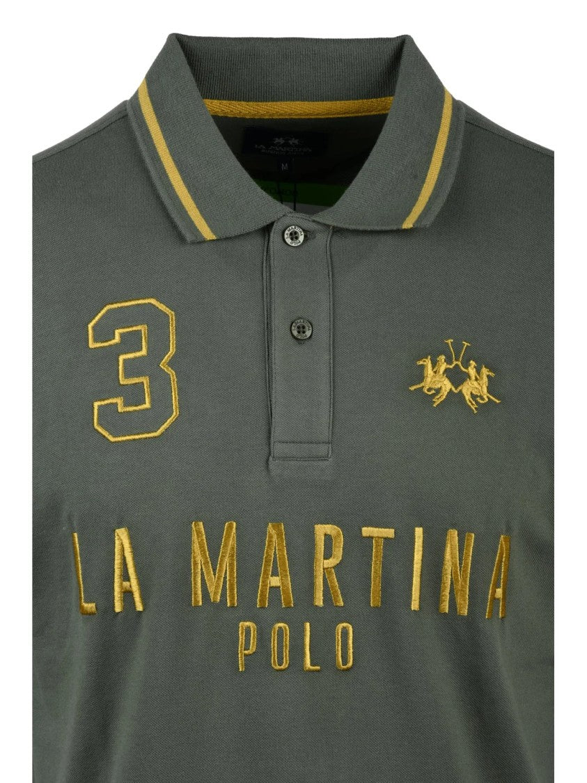 La Martina Green Men Cotton Elastane Polo