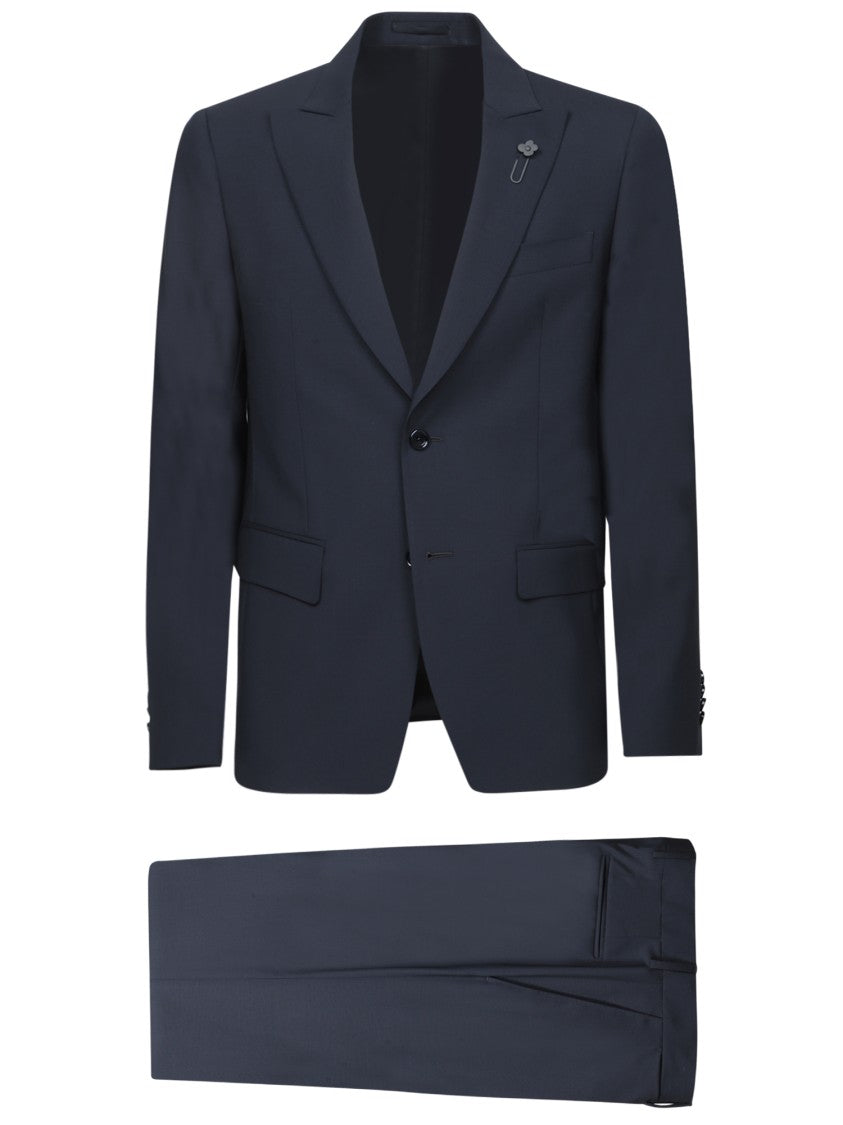 Lardini Micro-Textured Blue Suit With Tailored Jacket