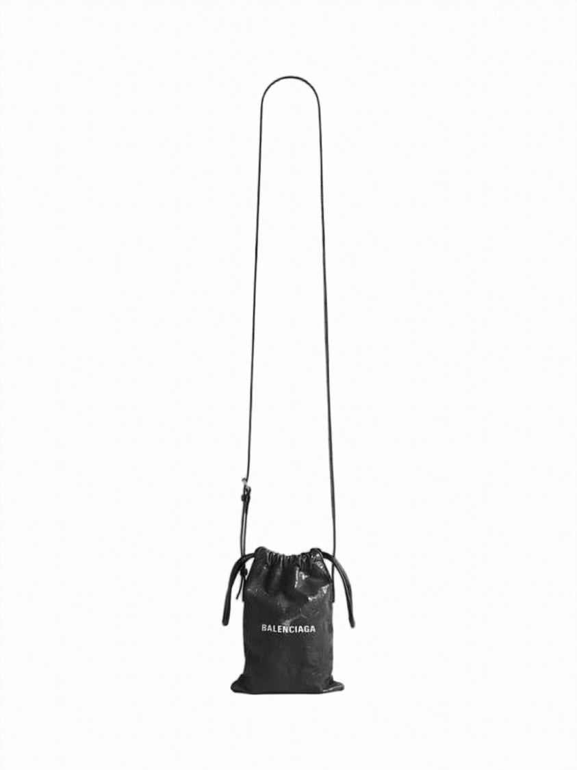Balenciaga Soft Lambskin Clutch With Drawstring Closure And Minimalist Branding
