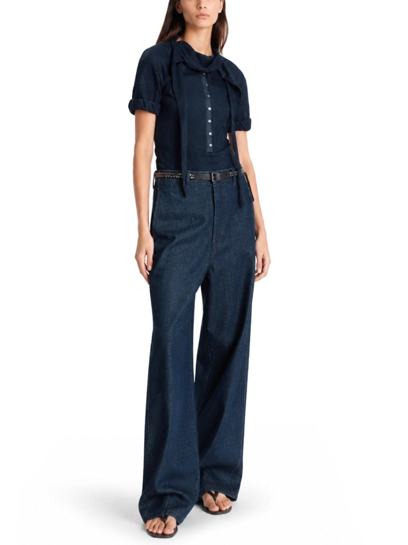 Lemaire Twisted Dark Denim Wide-Leg Pants