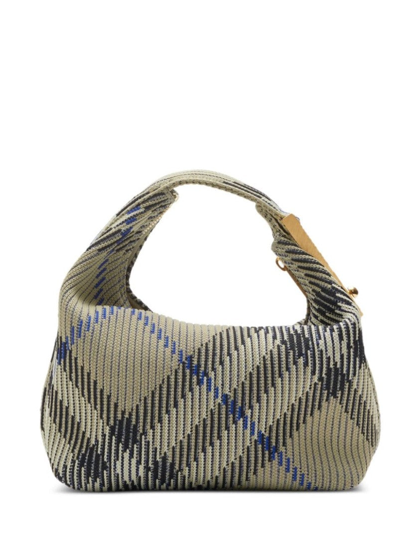 Burberry Textured Plaid Bag With Gold-Tone Clasp