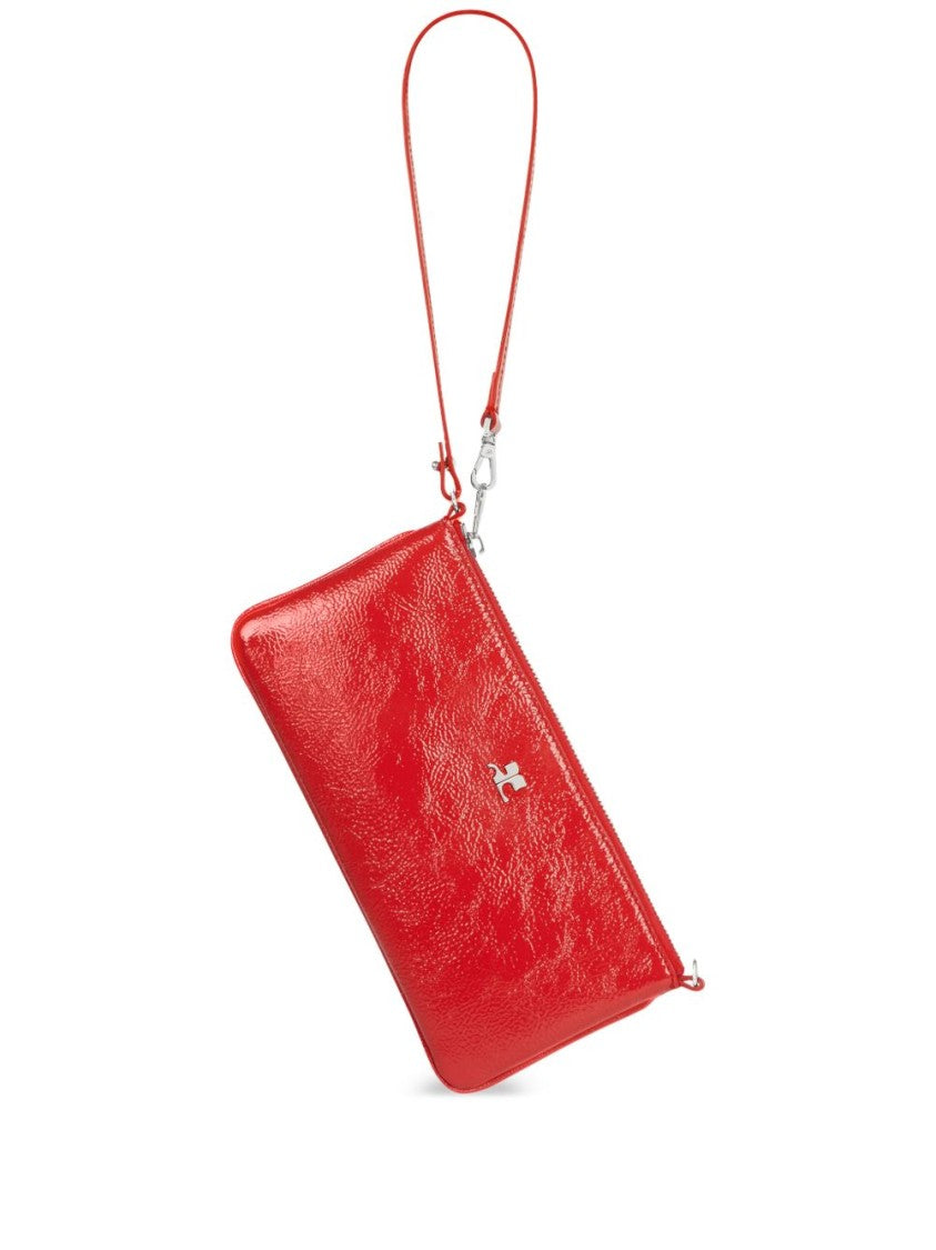 Courrèges Rectangular Handbag With Glossy Textured Finish And Silver Hardware
