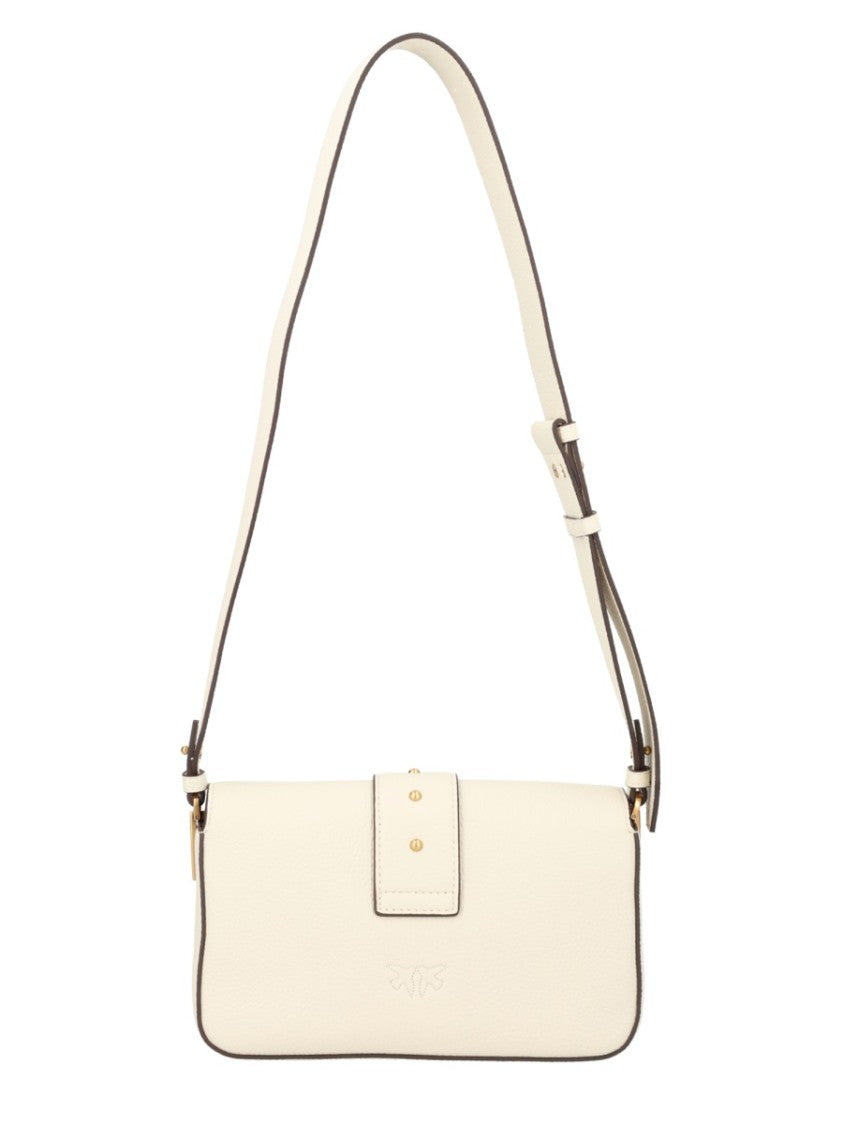 Pinko White Leather Mini Love Shoulder Bag