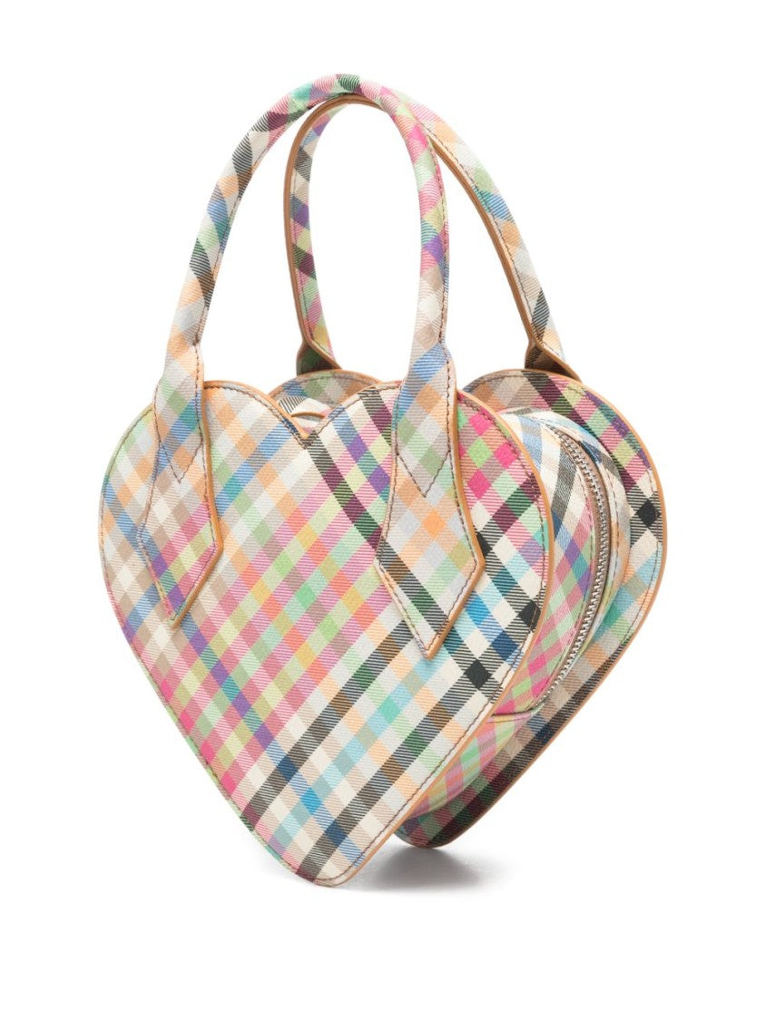 Vivienne Westwood Green Multicolour Plaid Heart Shoulder Bag