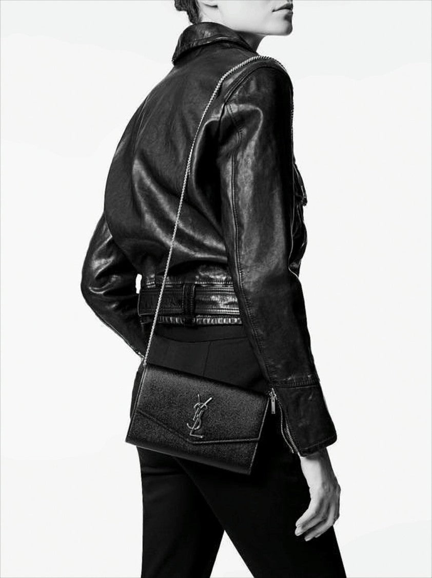 Saint Laurent Textured Calf Leather Shoulder Bag