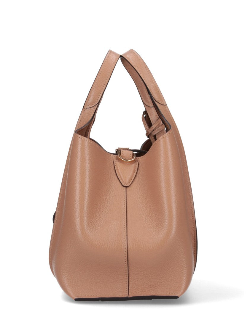 Tod's Small Pebbled Leather Shoulder Bag With Signature Gold Buckle