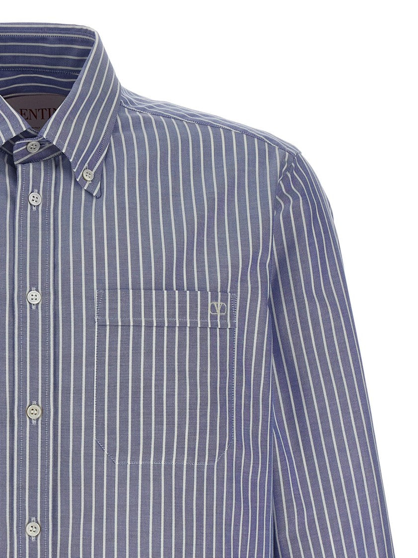 Valentino Garavani Oxford Striped Shirt With Button-Down Collar