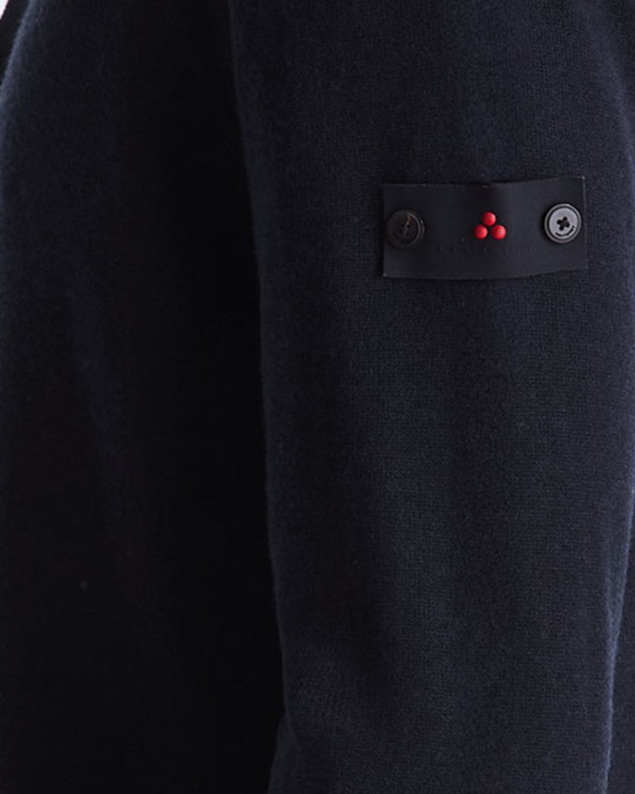 Peuterey Black Wool-Nylon Shirt Collar Cardigan