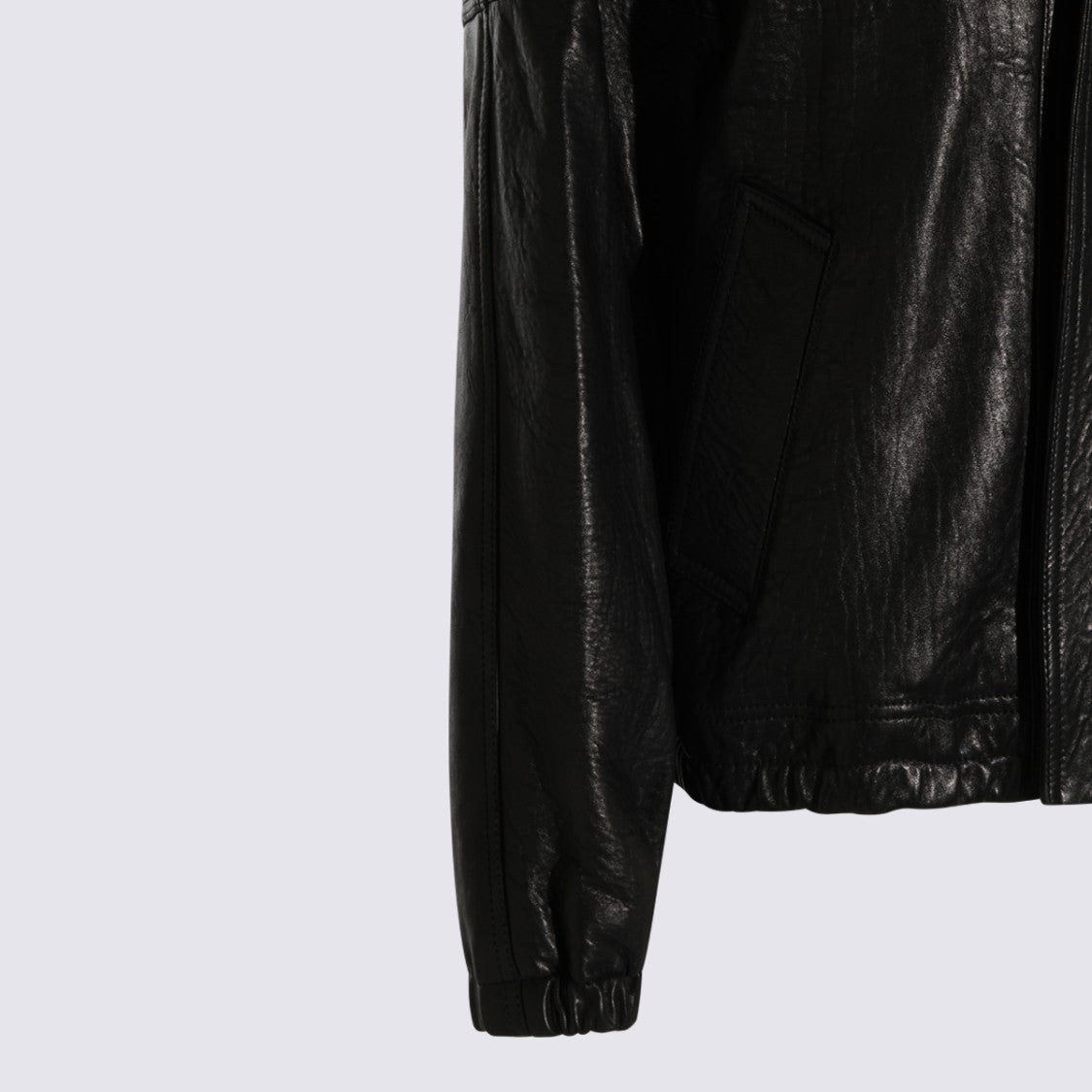 Saint Laurent Sleek Black Leather Jacket With Classic Collar
