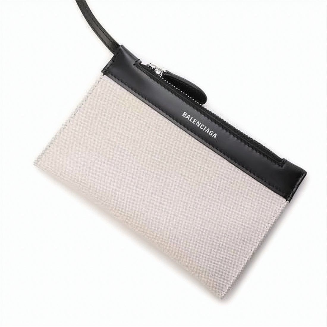 Balenciaga Compact Canvas Tote Bag With Calf Leather Trim And Bold Lettering