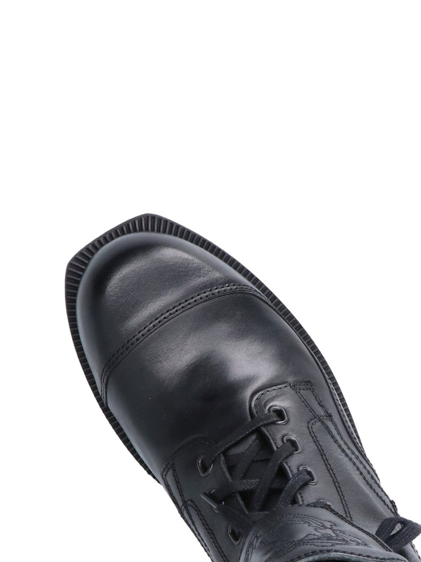 Kiko Kostadinov Black Lace-Up Buckle Leather Boots