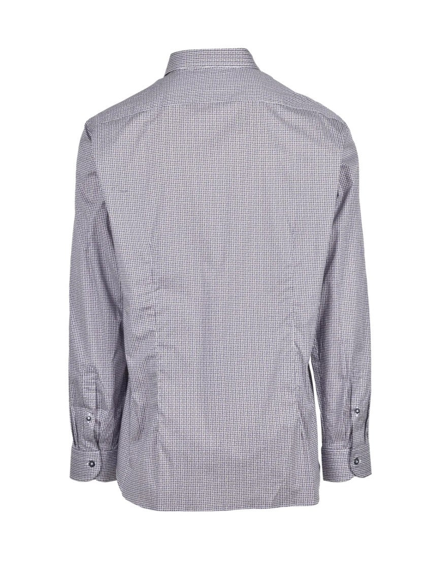 Brio Brown/Blue Checkered Stretch Cotton Shirt