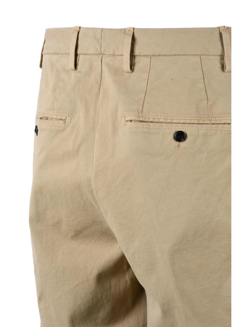 Dondup Beige James Straight-Leg Stretch Cotton Trousers