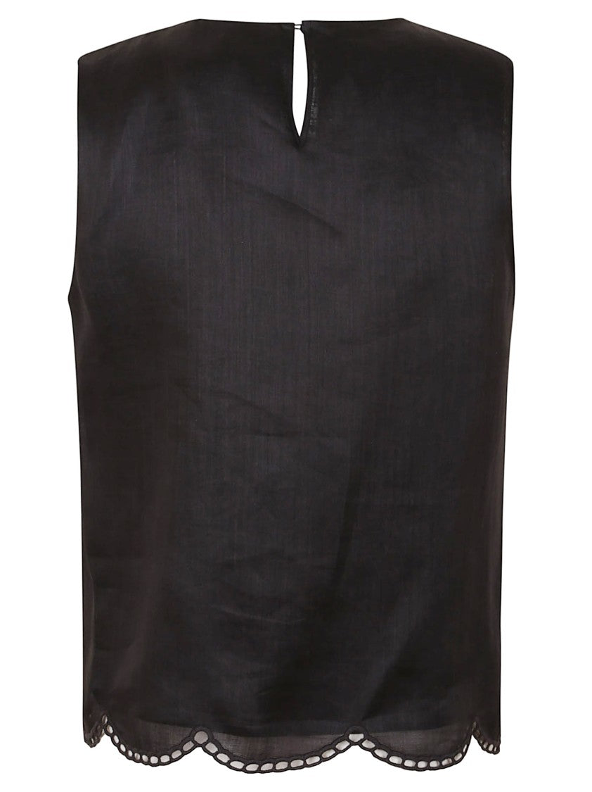 Max Mara Sleeveless Top With Intricate Floral Embroidery