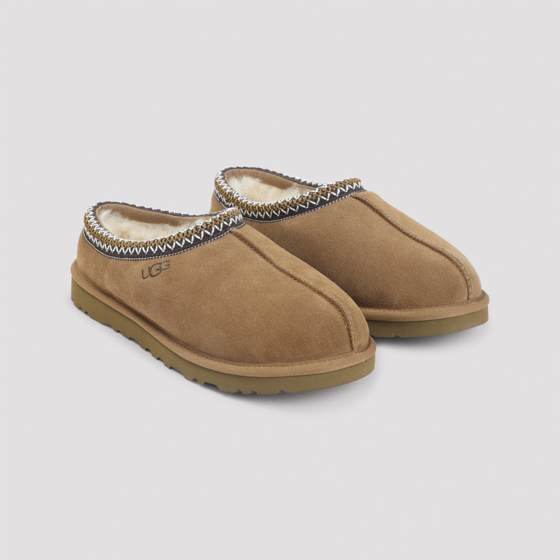 Ugg Soft Suede Slippers With Zigzag Trim