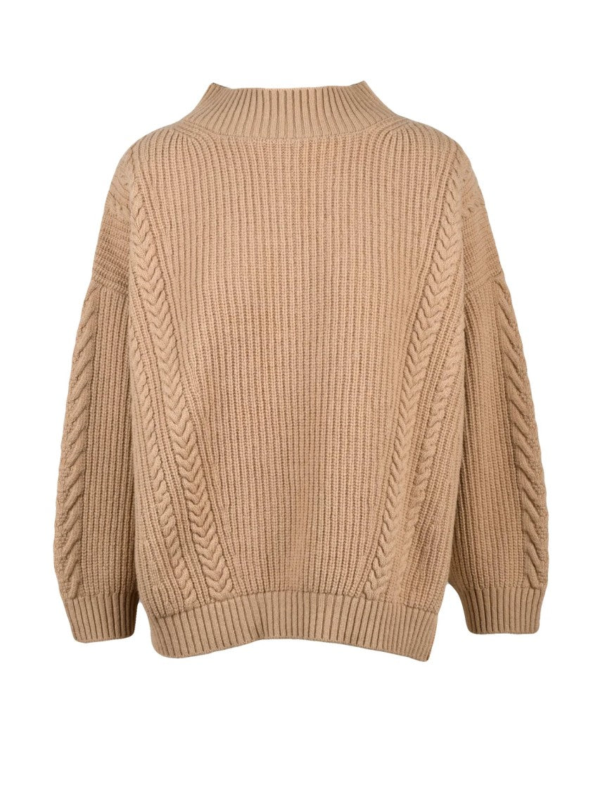 Max Mara Ribbed High-Neck Sweater With Textured Knit Design