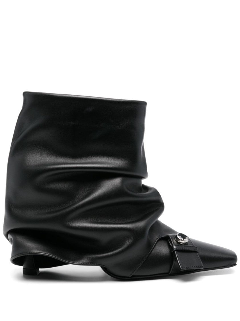 The Attico Slouchy Black Ankle Boots
