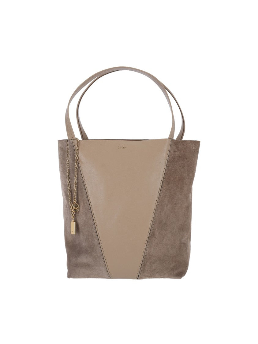 Chloé "Spin" Tote Bag, In Brown Hammered Leather