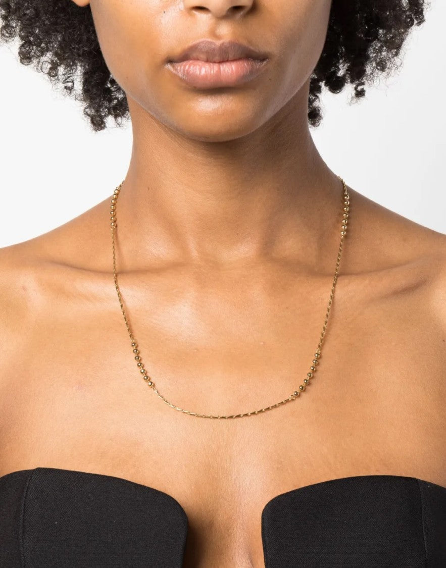 Saint Laurent Ball And Wheat Chain Logo Necklace