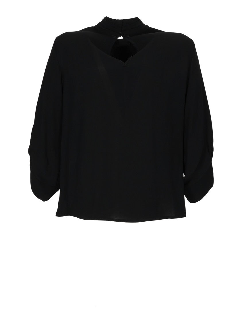 Elisabetta Franchi Loose-Fit Blouse With Contrast Insert And Pleated Design