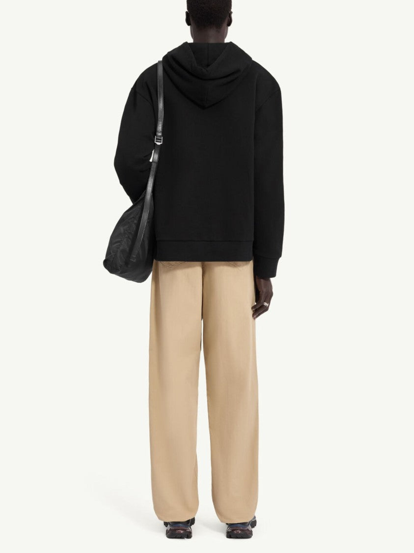 Mm6 By Maison Margiela Black Central Logo Print Cotton Hoodie