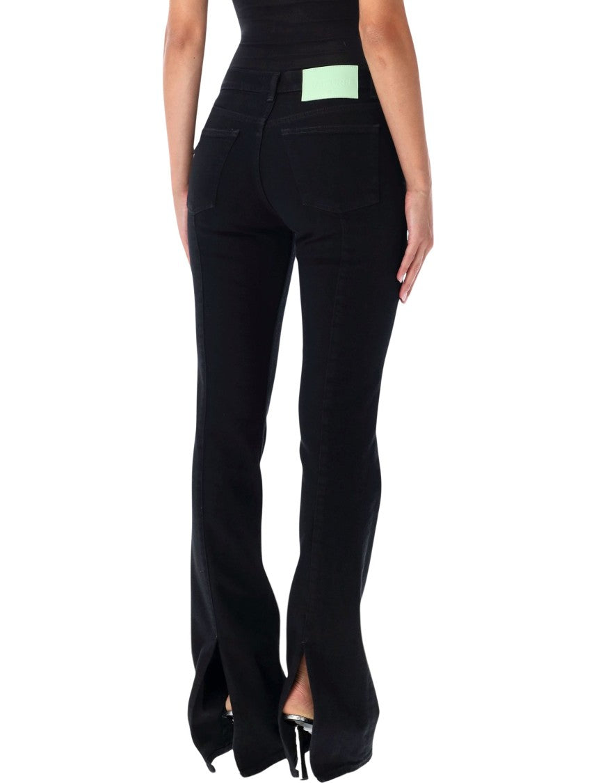 Haikure Fitted Black Jeans With Slightly Flared Hem And Iconic Logo Detail