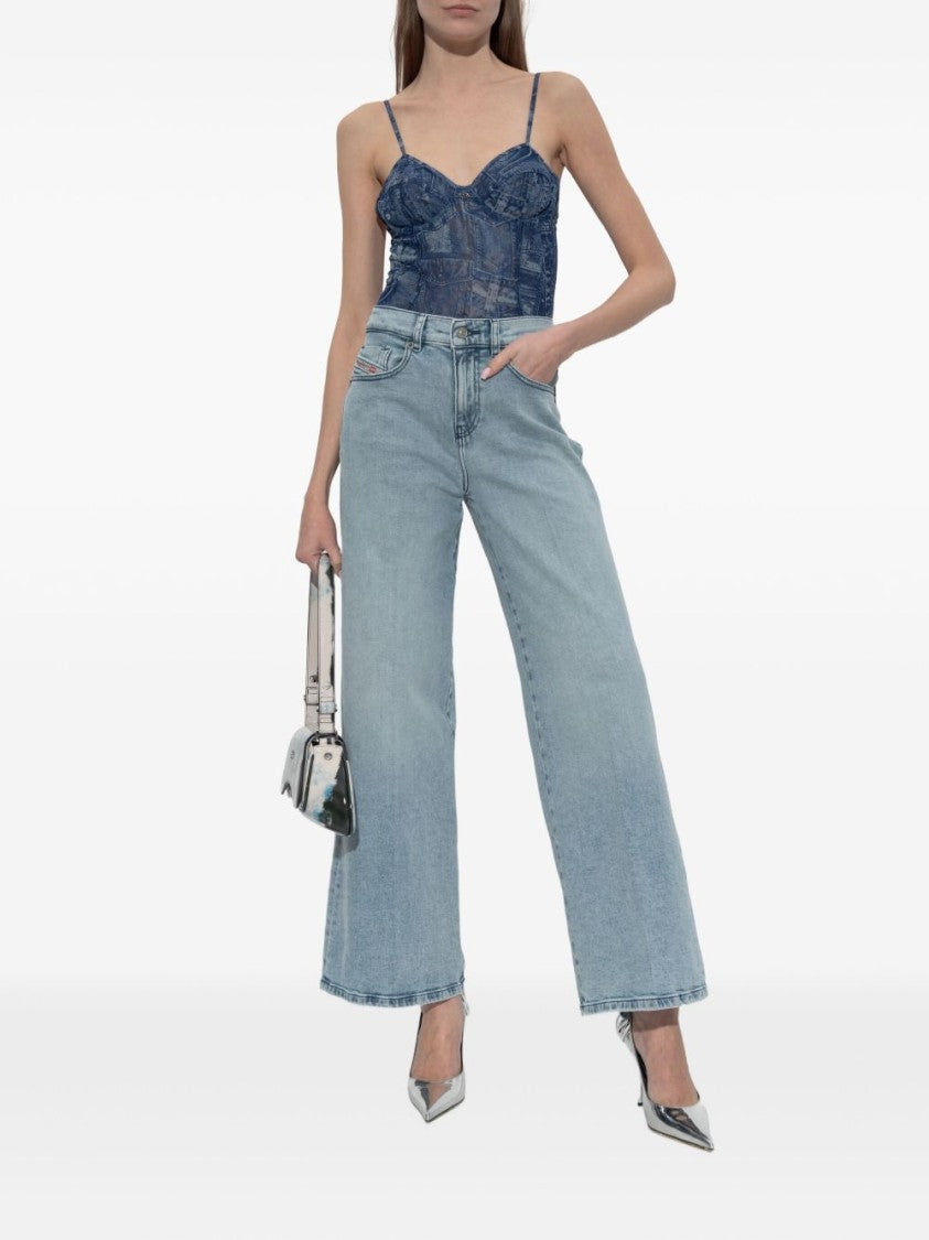 Diesel Light Blue Logo Patch Denim Jeans
