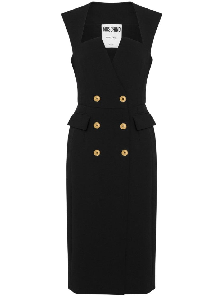 Moschino Jet Black Double-Breasted Midi Dress