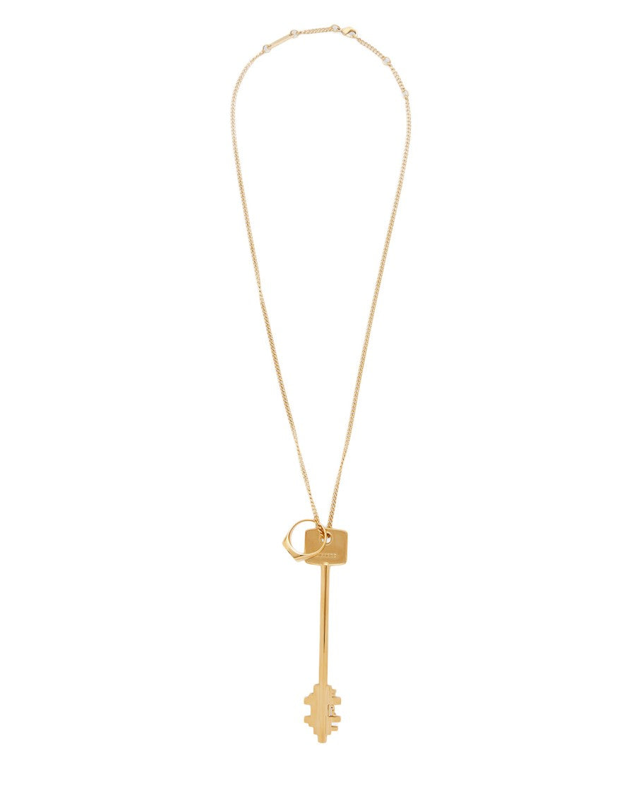 Rabanne Gold-Finish Necklace With Ring And Key Pendants