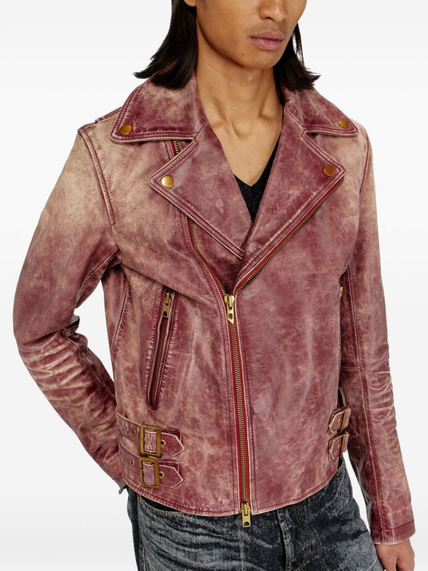 Diesel Distressed Vintage-Inspired Jacket With Asymmetrical Zipper